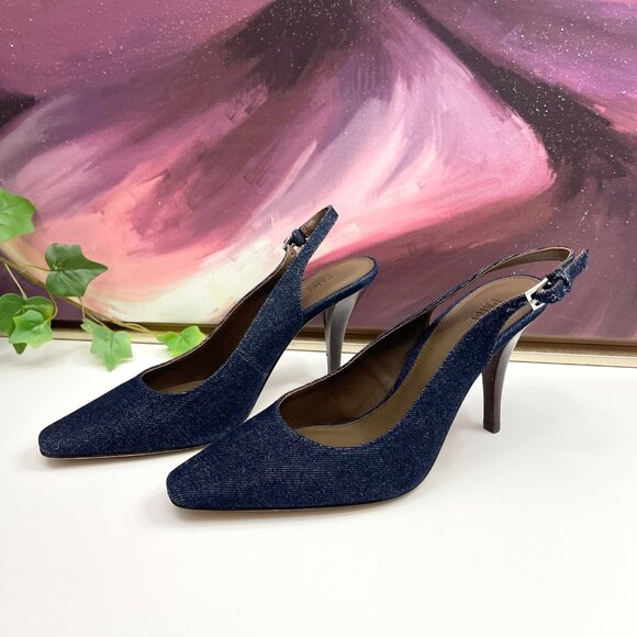 PAIGE Kaela Slingback Pointed Pump in Denim Size 7 - Picture 3 of 10